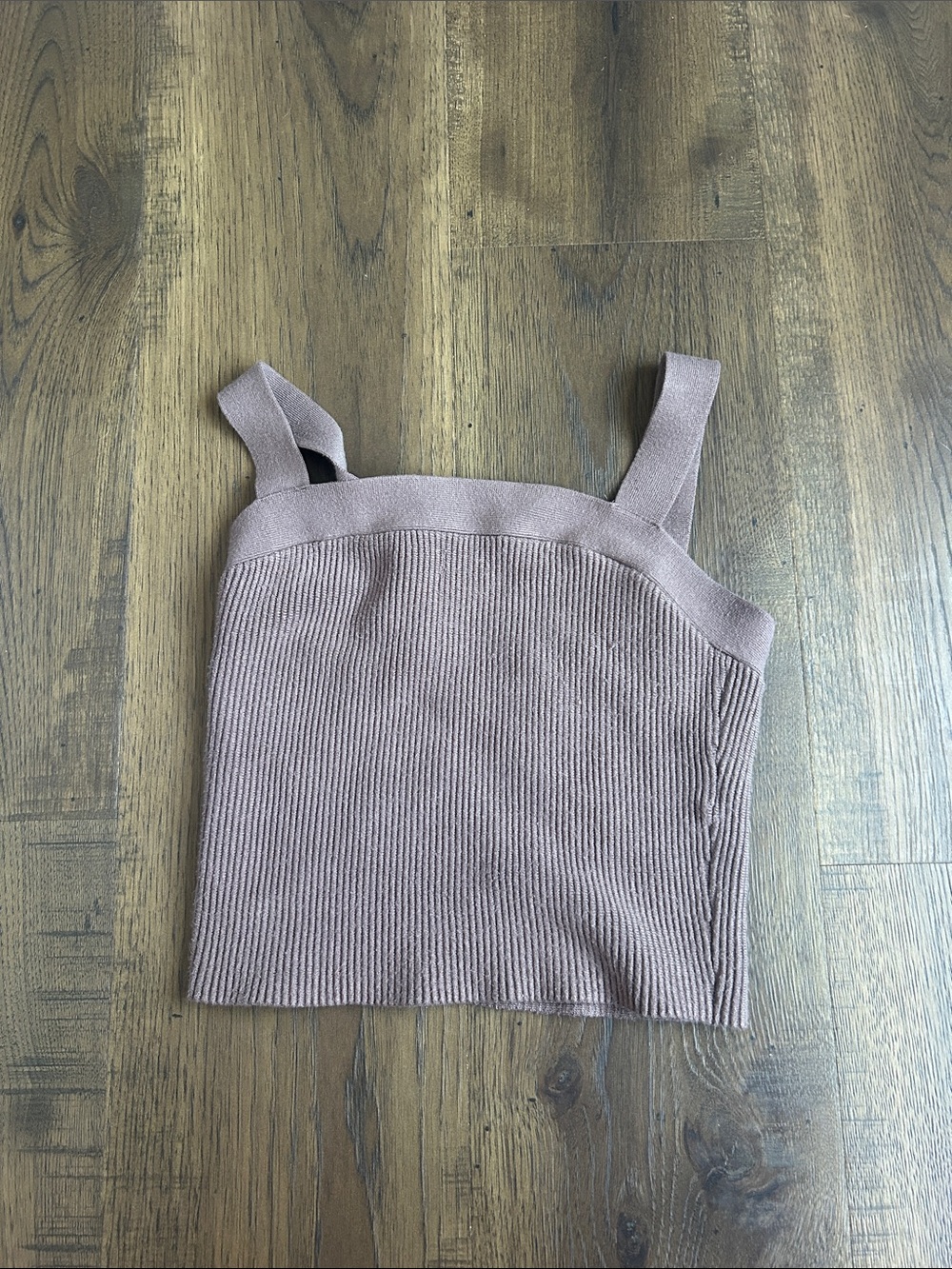 Abercrombie Ribbed Square-Neck Knit Tank Top - Brown